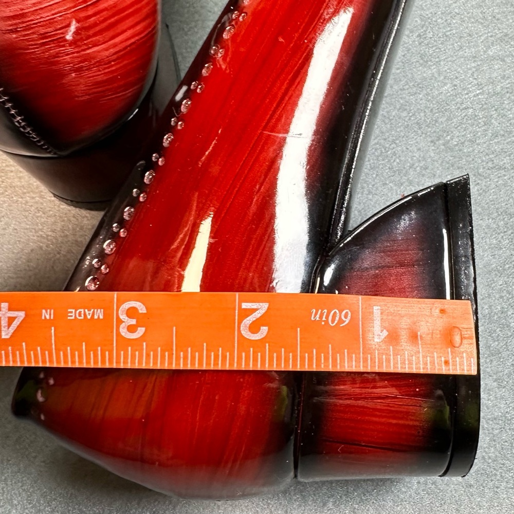 Girotti Red and Black Patent Leather Block Heel Brogue Pumps Size EU 39 US 8.5 - Picture 6 of 9